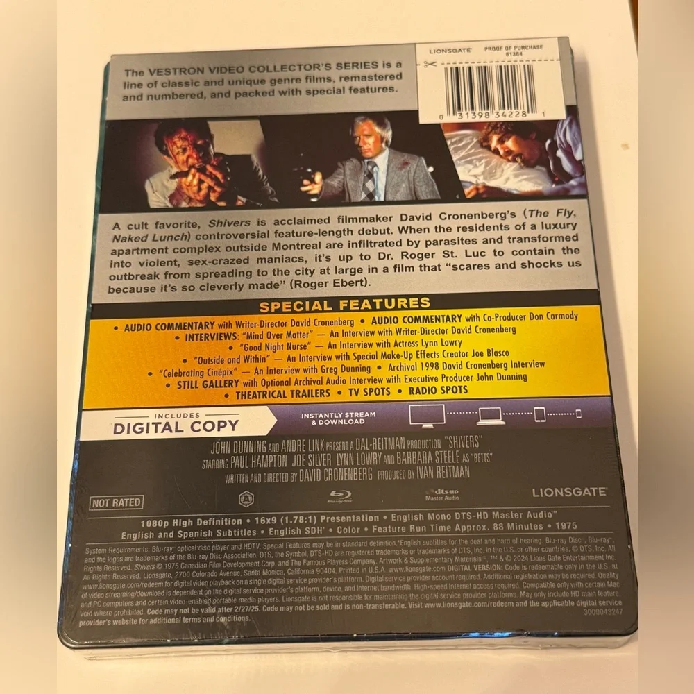Shivers David Cronenberg’s Blu-Ray + Digital Movie - Picture 2 of 2